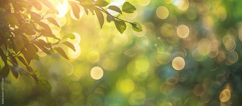 Poster abstract blurred foliage and vibrant summer sunshine create a captivating bokeh background in the co