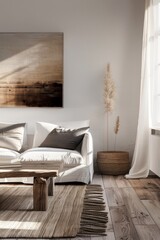 A serene home studio with a canvas wall art that reads 'lazy day', surrounded by comfortable furniture and natural light. The perfect setting to unwind and relax.