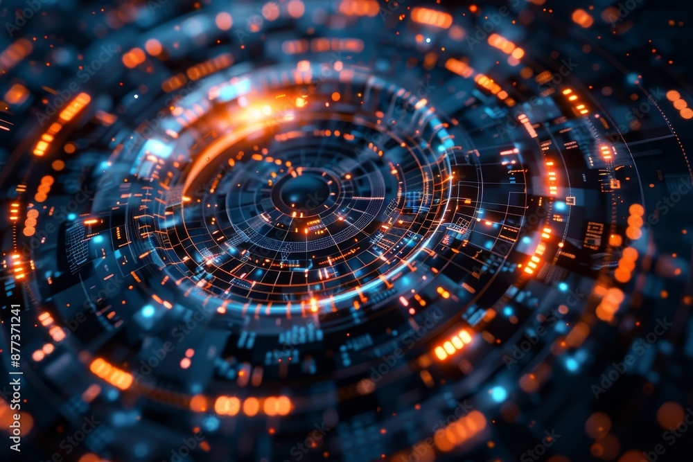 Poster circular hud element virtual reality of big data for technology business. sublime stock image.
