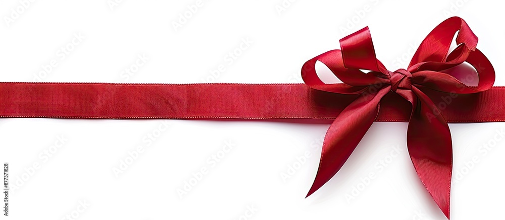Poster white background with a red ribbon bow for a copy space image is available