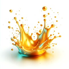 A splash of gold paint on a white background