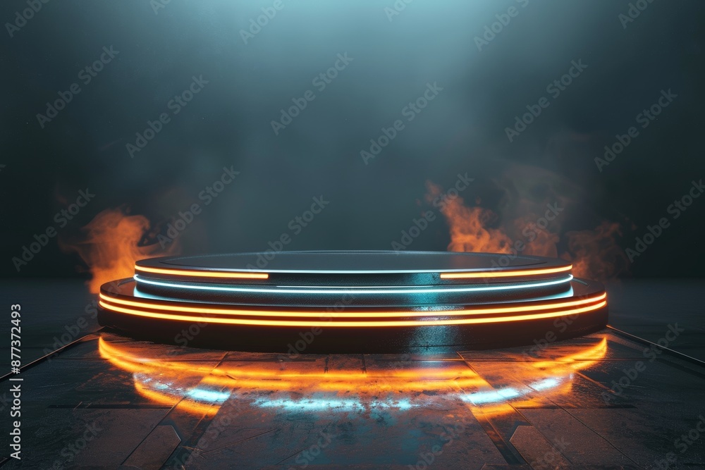 Poster gi generative ai background for futuristic stands and podiums. sci-fi technology display background.