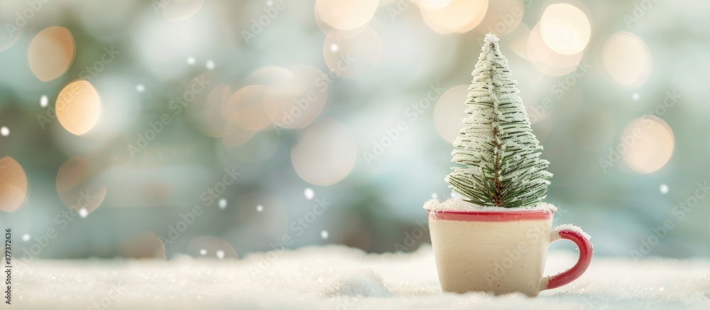 Aufkleber a tiny christmas tree placed in a cup with a festive background providing copy space image