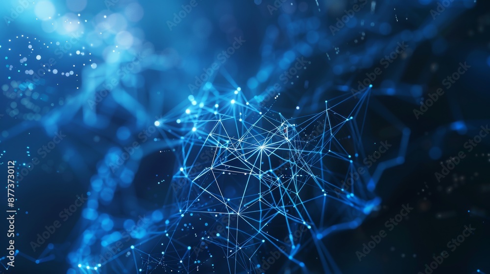 Poster the background is blue with a network grid and particles connected to it. stock image aig21.