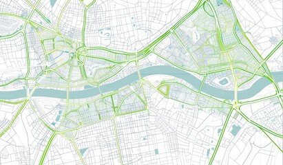 Obraz premium City Map Showing Streets and Waterways