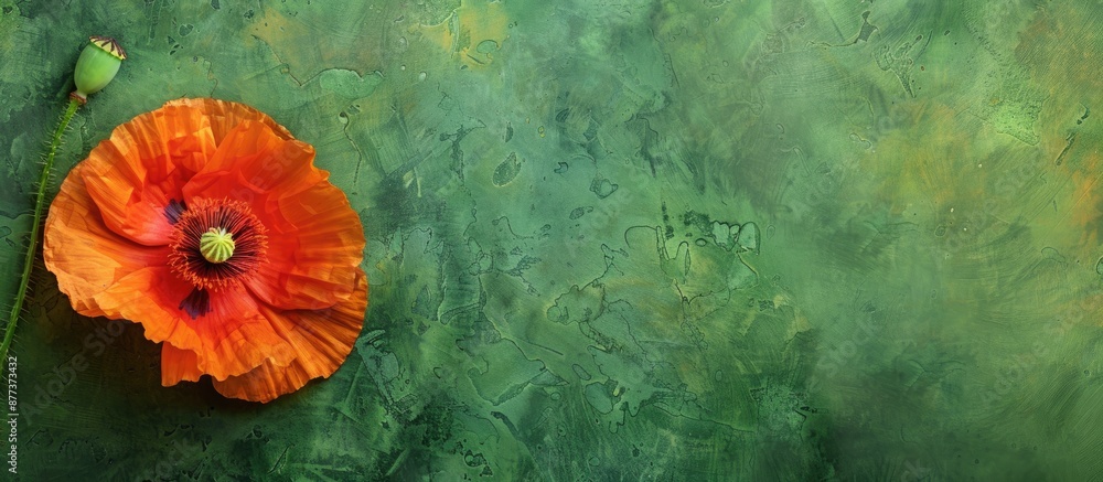 Poster a vibrant poppy flower set against a lush green backdrop with space for text or images. copy space i