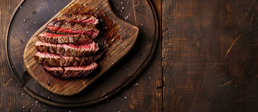Dry aged beef with a buffalo steak shown in the copy space image