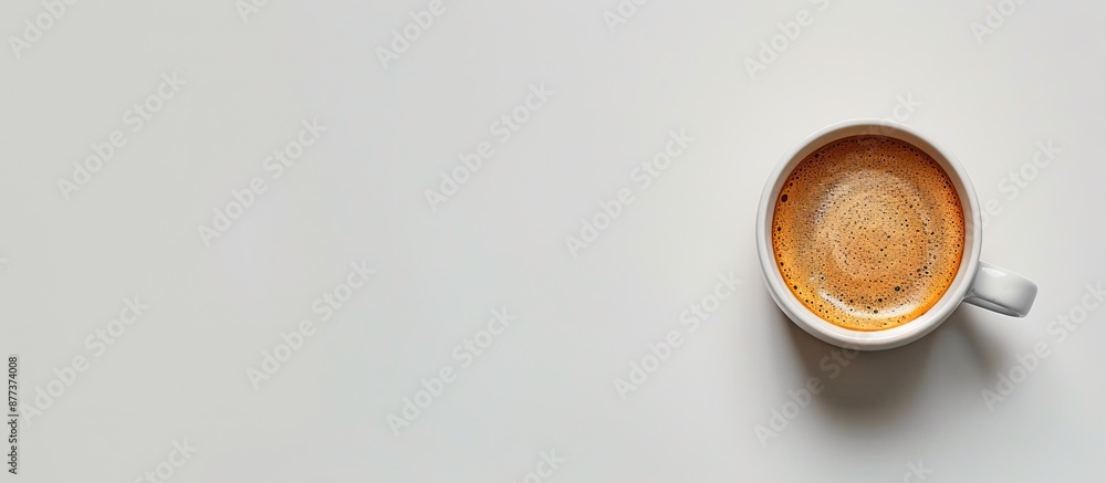 Poster top view coffee cup on isolated background with copy space image