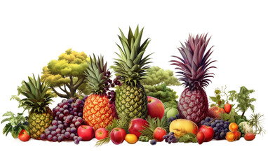 fruits on white background