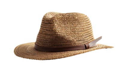 Straw hat on transparent background. Cowboy hat cut out