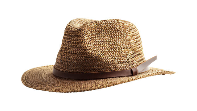 Straw hat on transparent background. Cowboy hat cut out