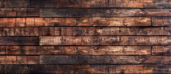 Close up copy space image of a brown wooden plank wall showcasing a beautiful and abstract wood texture ideal for backgrounds
