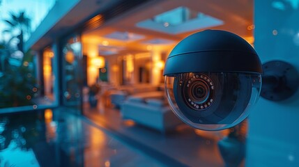 Outdoor Security Camera Monitoring Luxury Home - Generative AI