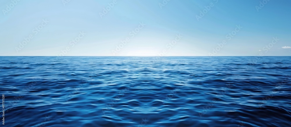 Poster tranquil deep indigo ocean in daylight evoking calmness for a serene background with ample copy spac