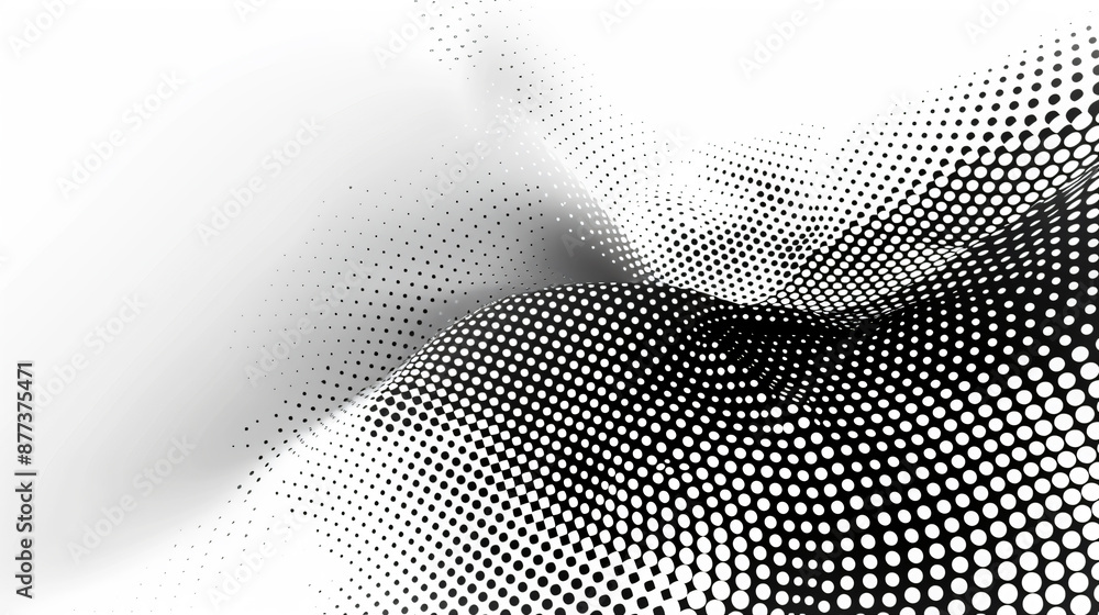 Poster abstract halftone background with dots gradient, vector illustration. black and white pattern for de
