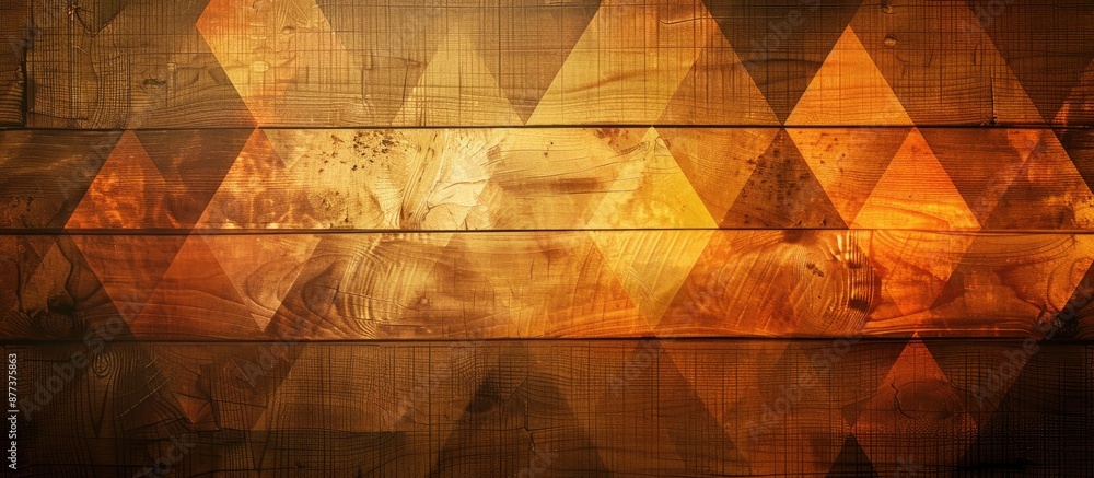 Poster geometric light pattern on a rustic wooden background with a warm glowing ambiance perfect for your 