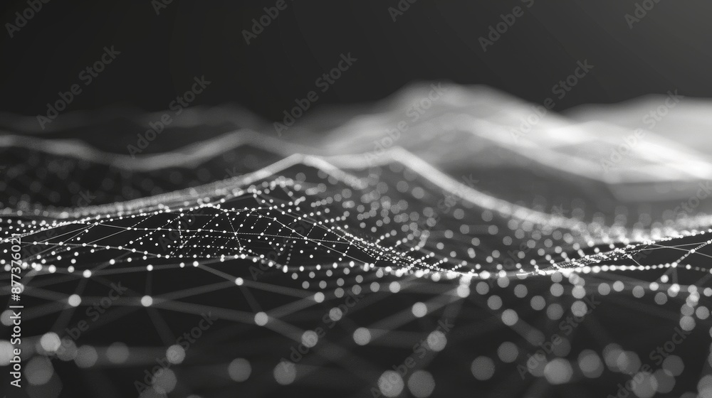 Poster dark background with dots and lines connecting abstract polygonal space. science. history. abstract 