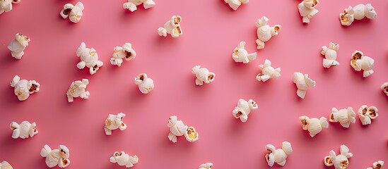 Popcorn scattered on a background with copy space image for a mockup frame