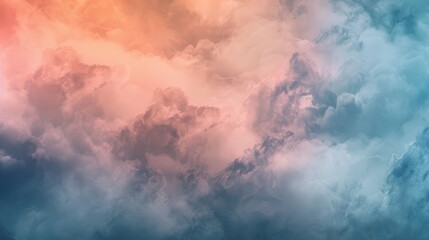 Abstract background of swirling clouds in soft pink, blue, and white hues.