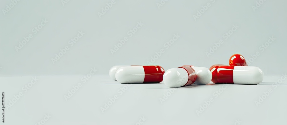 Poster capsule pills displayed against a plain white backdrop with copy space image