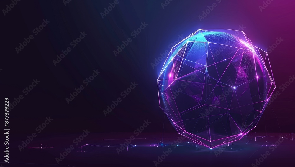 Poster this 3d rendering depicts an abstract polygonal sphere with a geometric shape and futuristic modern 