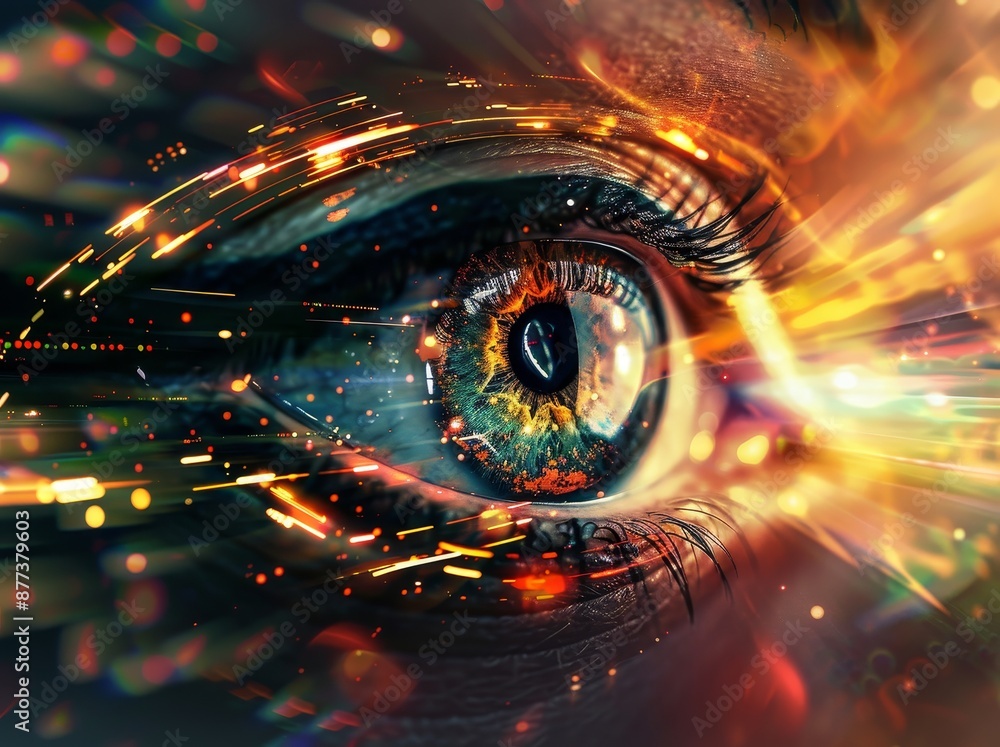 Poster concept of digital vision illustrated with an abstract computer image