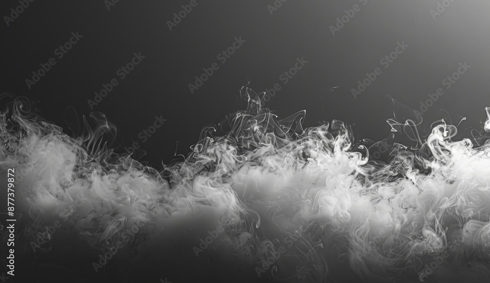 Poster the design element features abstract smoke misty fog on an isolated black background. texture overla
