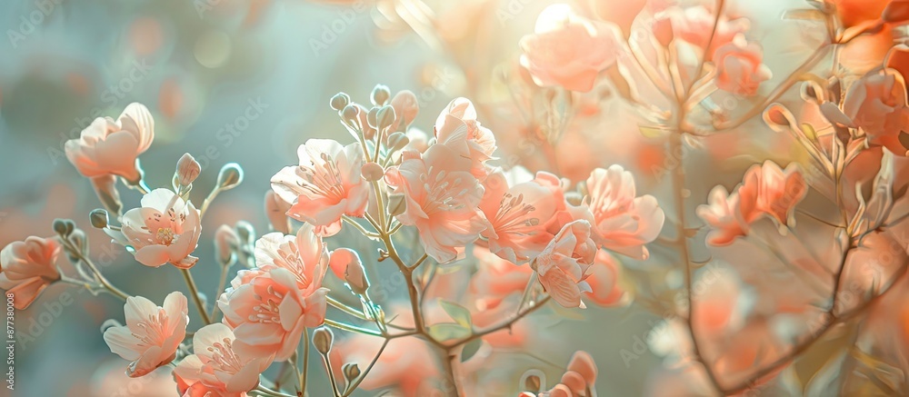 Poster blooming flowers in spring with a blank area for additional imagery known as a copy space image