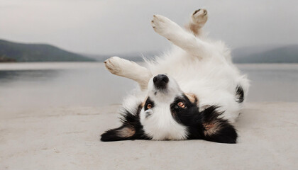 dog laying on his back