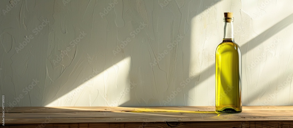 Poster a gleaming bottle of olive oil sits elegantly on the table adding a touch of sophistication with a b