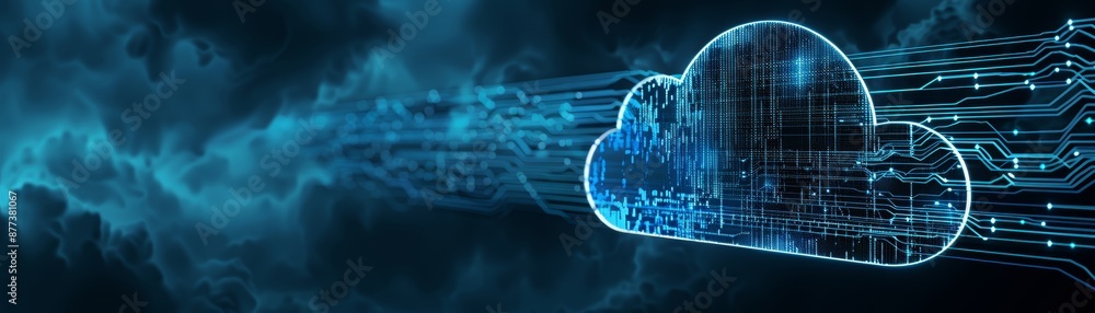 Aufkleber abstract cloud computing concept with blue digital data.