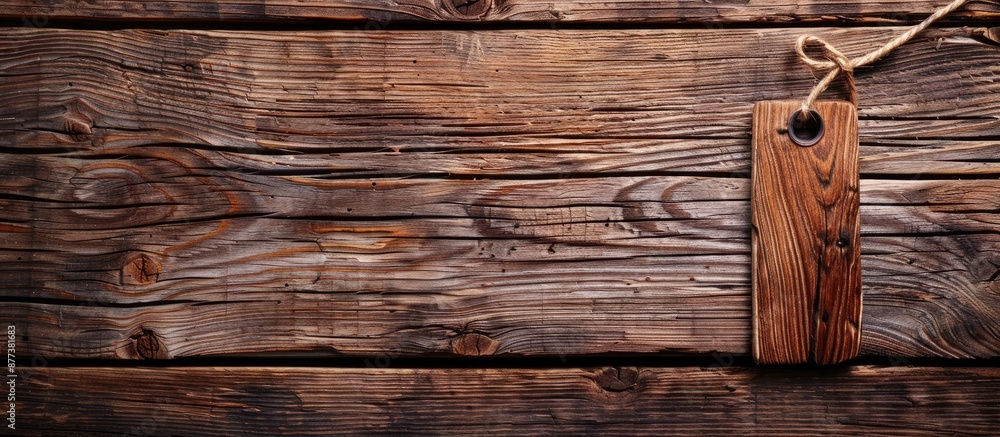 Poster wooden background with a label offering ample copy space image