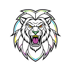 Obraz premium Lion Face Mascot Logo Neon Design