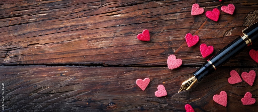 Poster top down view of a valentine s day message for a loved one adorned with pink and red hearts written 