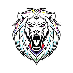 Lion Face Mascot Logo Neon Design