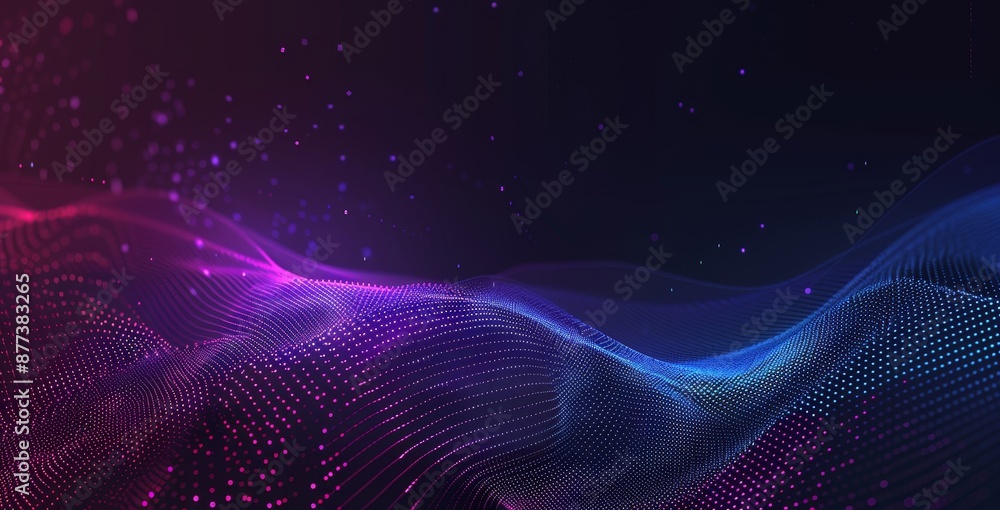Poster an abstract dot point design with a gradient line, a soft wave line design, and a big data technolog