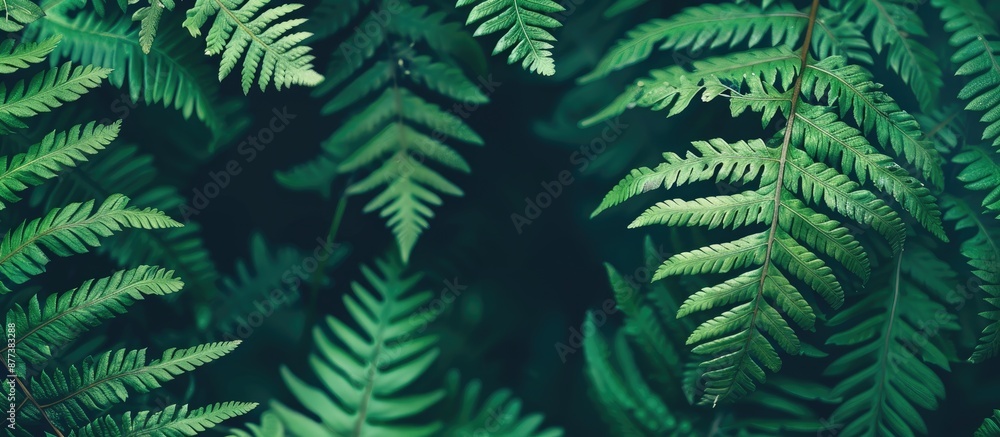 Poster close up of fern leaves creating an abstract nature background with copy space image