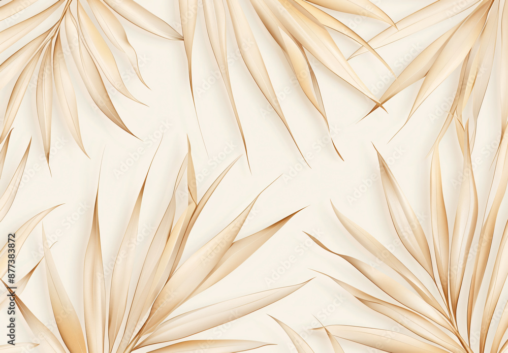 Aufkleber a seamless pattern of dried palm leaves on a light background, in a minimalistic style with a simple