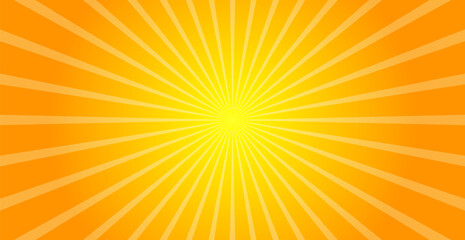 Orange Sunburst Pattern Background. Rays. Radial. Summer Banner. Vector Illustration. Celebration Wallpaper