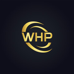 WHP logo. W H P design. White WHP letter. WHP, W H P letter logo design. W H P letter logo design in GOLD, GOLDEN LOGO, THREE, style. letter logo set in one artboard. W H P letter logo vector design.