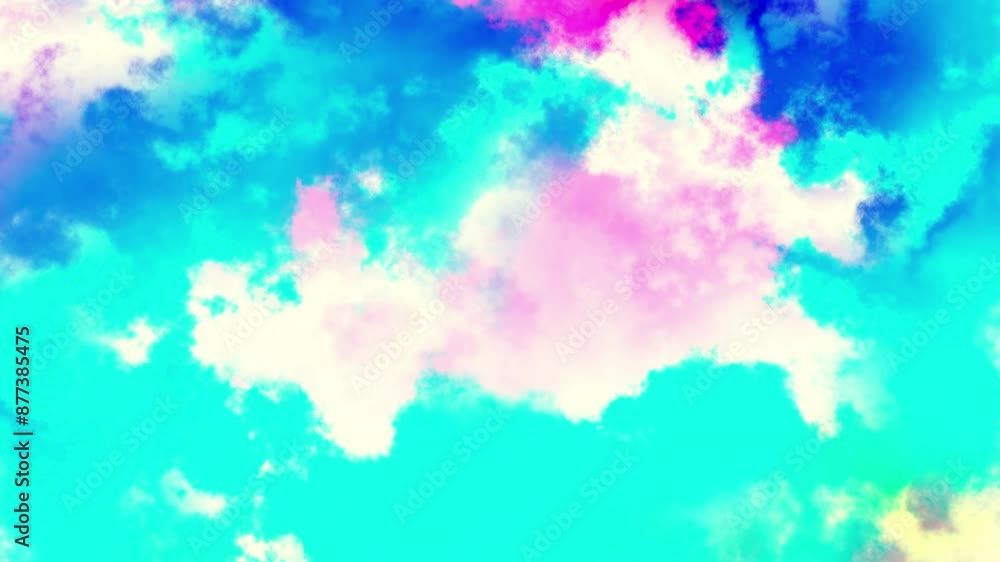 Aufkleber Seamless abstract psychedelic wavy background for loop playback. 4k video. Cloudy nebula background. Natural retro colors.
