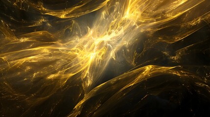 Shimmering Golden Rays of Luminous Energy Flowing Through a Mesmerizing Abstract Nightscape