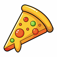 Pizza Slice Melted Floating Cartoon style vector  Illustration 