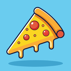 Pizza Slice Melted Floating Cartoon style vector  Illustration 