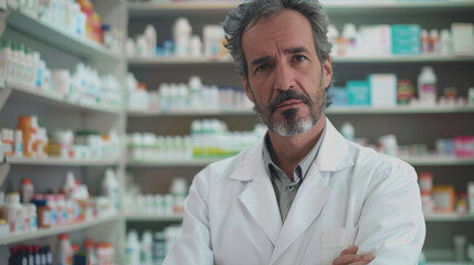 Fototapeta premium World Pharmacist's Day. the pharmacist prescribes medicines