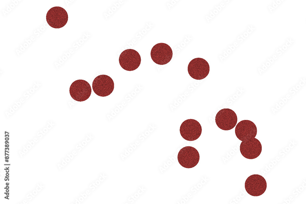 Poster dark red grainy dots on transparent background, noise texture design element
