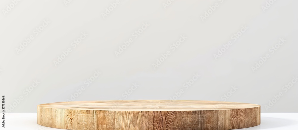 Poster Wooden product display podium on white background with copy space image