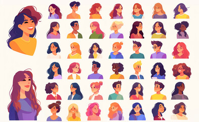 多様な人々のアバターアイコンセット
Diverse people avatar icon set