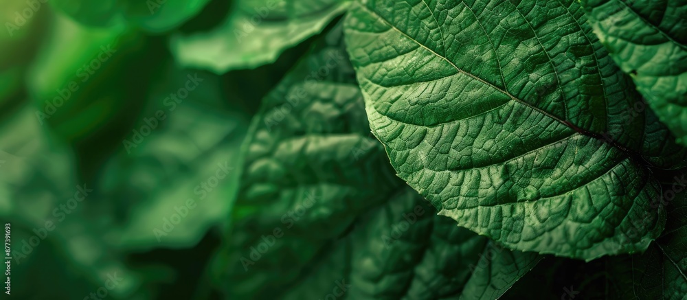 Poster green leaf close up view as a nature background with copy space image
