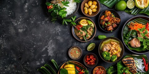Delicious Thai Cuisine on a Black Background